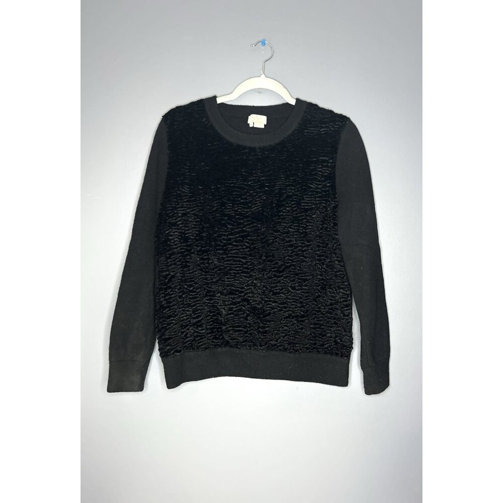 Kate Spade Textured Velvet Sweater Women's L Black Wool Blend Unique Art To Wear